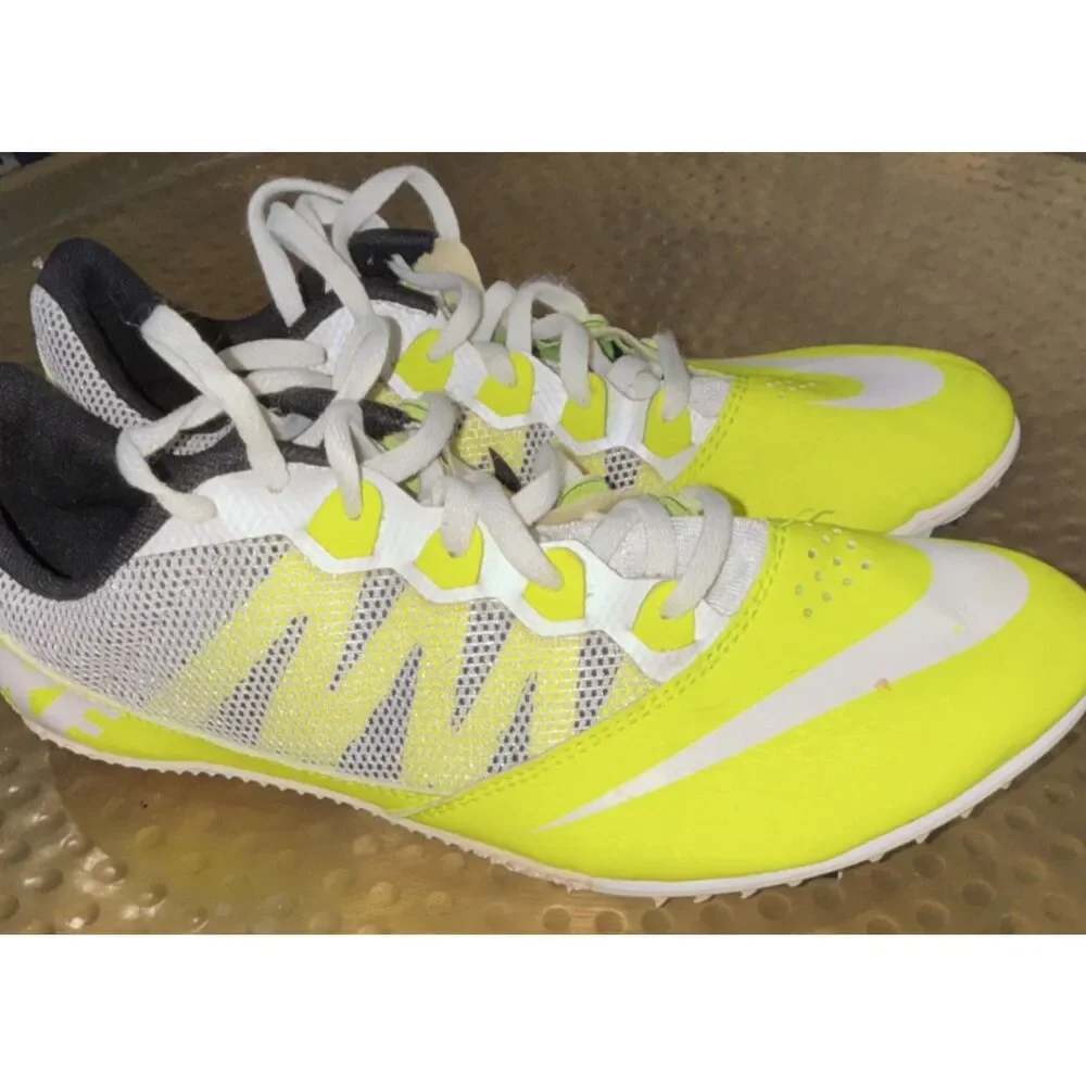 Nike Rival S Track Running Spikes Yellow White Athletic Shoes size 10